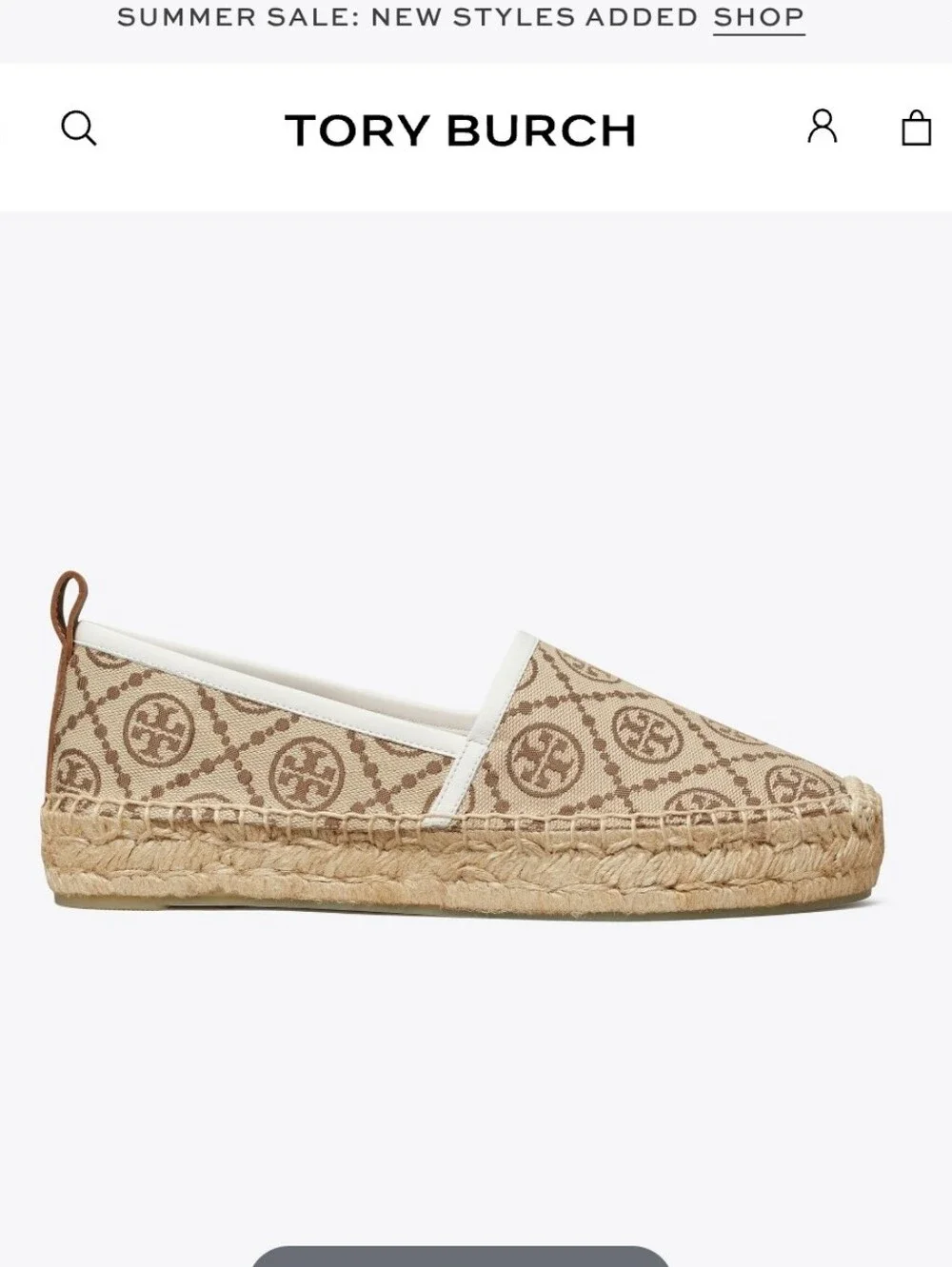 Tory Burch T Monogram Platform Espadrulle. Size 7.5